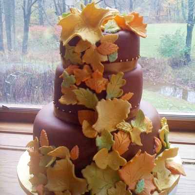 Autumn Leaves Wedding Cake