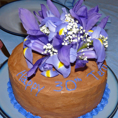 Birthday Cake With Fresh Irises