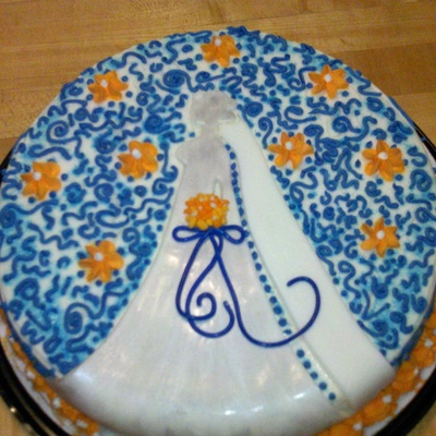 Navy And Orange Bridal Shower Cake