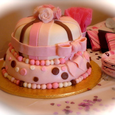 Pink And Brown Bridal Shower Cake