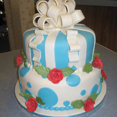 Aqua Bridal Shower Cake