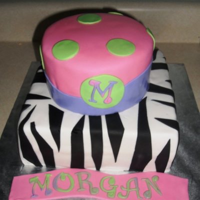 Zebra Print & Polka Dot Birthday Cake