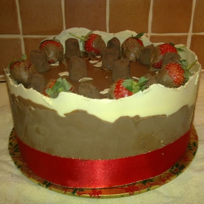 Milk & White Covered Chocolate Cake