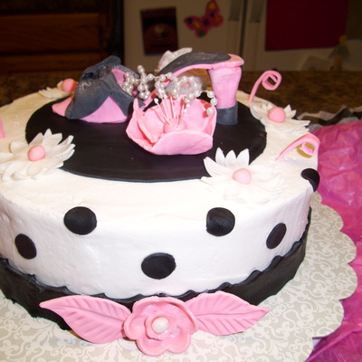 Pink Black Polka Dot / Shoe Cake