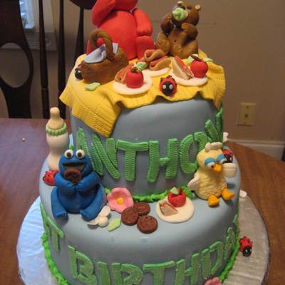 Elmo Fondant Birthday Cake