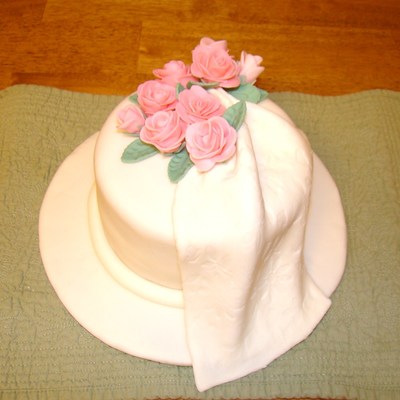 Pink Roses With Floral Imprint Drape