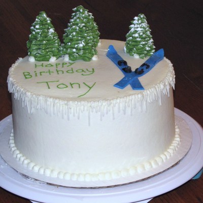 Skiing Winter Birthday Cake
