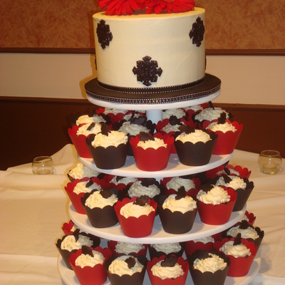 Black And Red Cupcake Tower