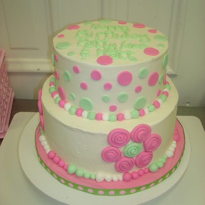 Pink And Green Birthday Cake