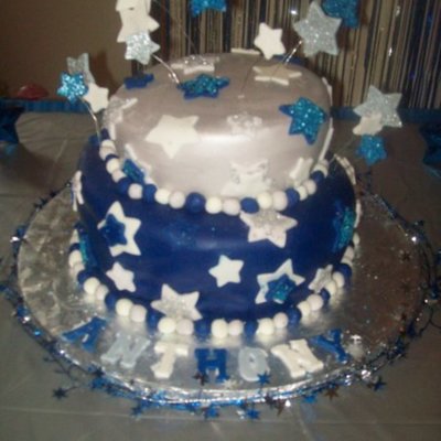 Blue And Silver Cake With Stars