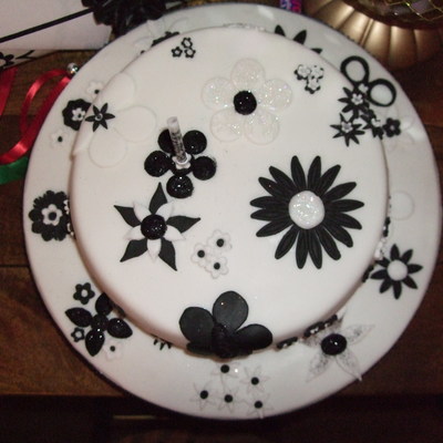 Black And White Birthday Cake