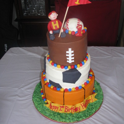 Sports-Themed First Birthday Cake