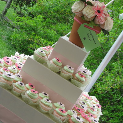 Bridal Shower Cupcake Tower With Cupcake Bouquet