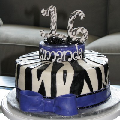 Sweet 16 Zebra Print With Purple Bow