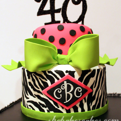 Zebra Cake With Pink & Lime Accents