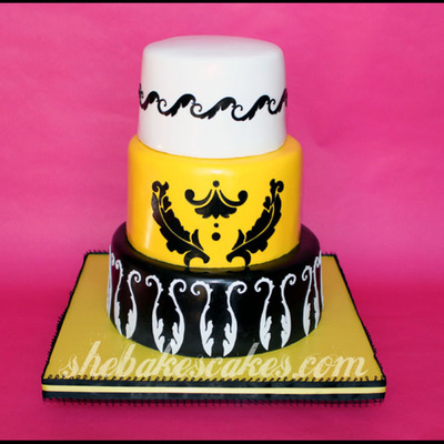 Yellow & Black Modern Wedding Cake