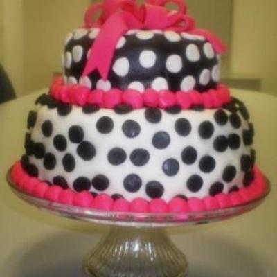 Pink & Black Bow Cake