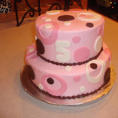 Pink And Brown Polka Dotted Cake