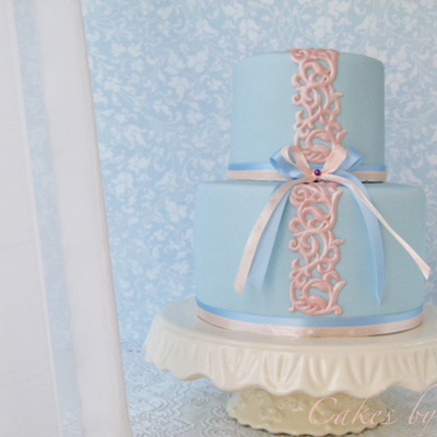 Blue And Pink Birthday Cake For My Mom!