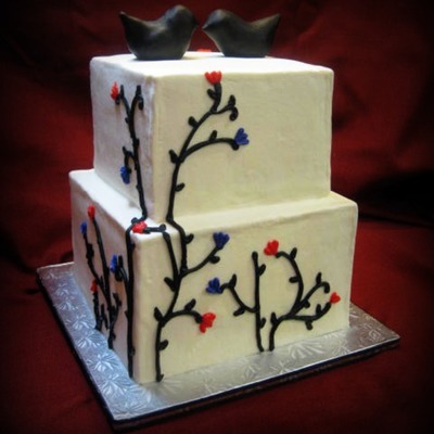 Vines & Birds Wedding Cake