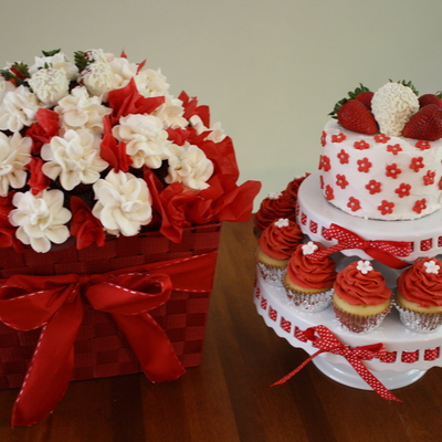 Bridal Shower Cupcake Bouquet And Cake