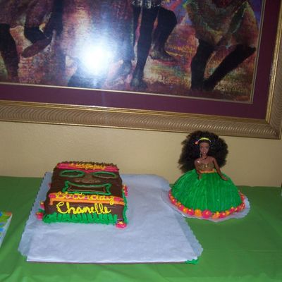 Hula Girl Cake And Tiki Torch Cake