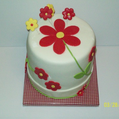 Red Flower Birthday Cake