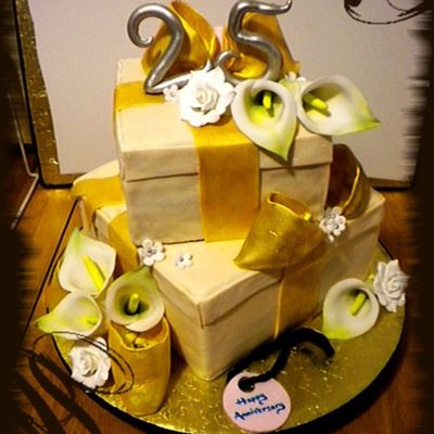 Gift Box Anniversary Cake