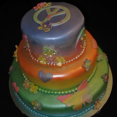Rainbow Peace Flower Happy Face Air Brushed