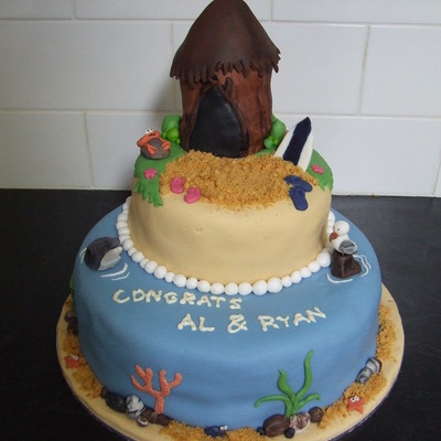 Surf/ Beach Themed Engagement Cake