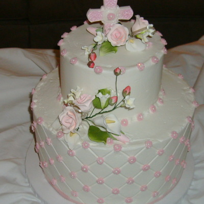 First Communion Cake With Flowers