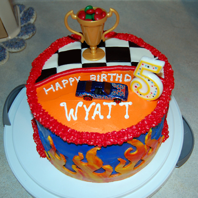 Racing Cake With Flames