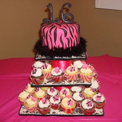 Sweet Sixteen Birthday Cake And Cupcakes