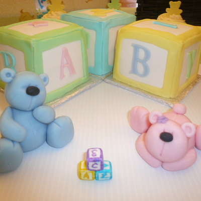 Baby Shower Block Cakes And Cupcakes