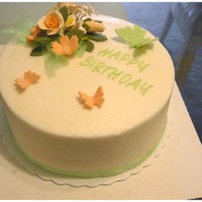 Birthday Cake With Flowers And Butterflies