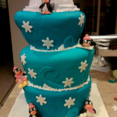 Topsy, Turvy Penguin Cake.