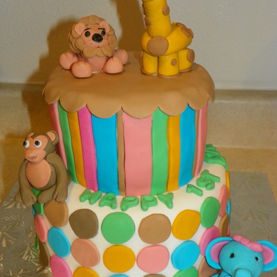 Jungle Animal Cake For Twins
