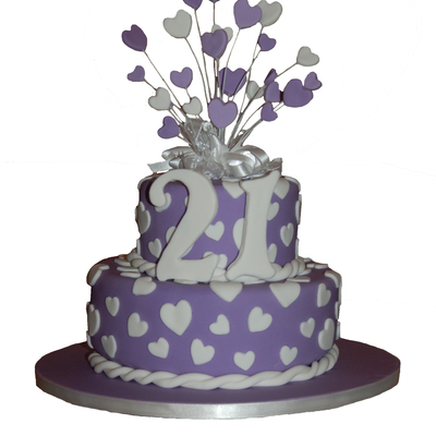 Purple Hearts 21St Birthday Cake