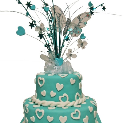 Tiffany Blue And White Heart Cake