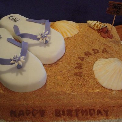 Birthday Beach Cake With Flip Flops