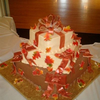 Taupe And Ivory With Rust Wedding Cake