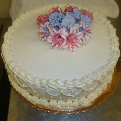 Chocolate Cake Covered With Fondant & Gum Paste Flowers