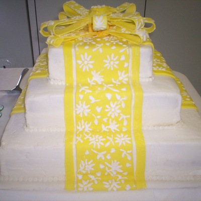 Yellow And White Reception Cake
