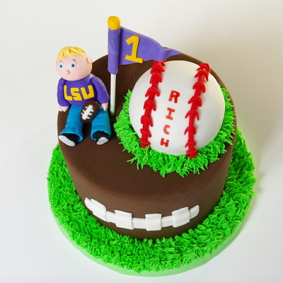 Sports-Themed First Birthday Cake