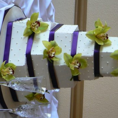 Hexagonal Cake With Real Orchids