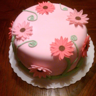 Pink Gerber Daisy Cake