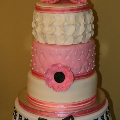 Pink & White 3 Tier Cake