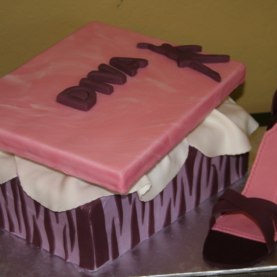 Diva Shoebox Cake & Fondant/gumpaste Shoe