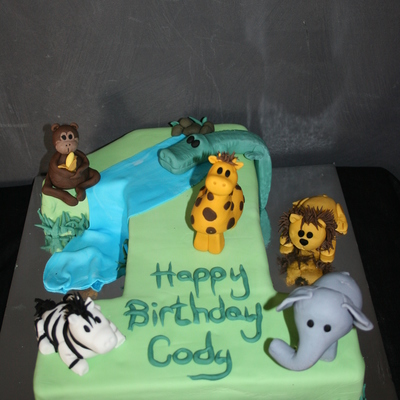 Jungle Themed First Birthday Cake