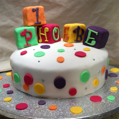 1St Birthday Cake With Letter Blocks